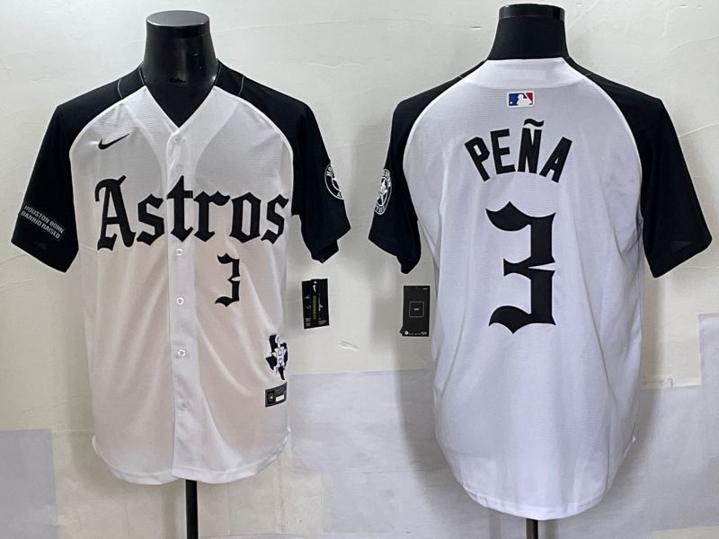 Men 2025 Houston Astros 3 Pena white black Five generations Joint Name Nike MLB Jersey style 7
